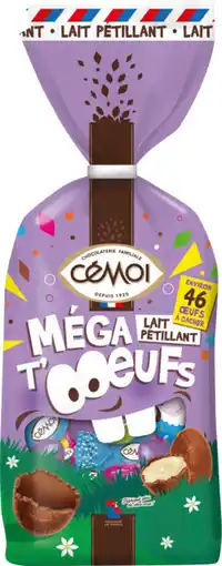 Auchan Supermarché Cemoi assortiment d'oeufs au chocolait méga t'oeufs cémoi offre