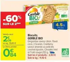 Carrefour Market Gerblé - biscuits bio offre