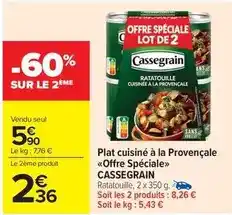 Carrefour Market Cassegrain - plat cuisiné à la provençale offre