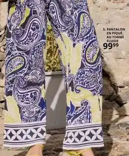 Ulla Popken Pantalon en pique, au tombe fluide offre