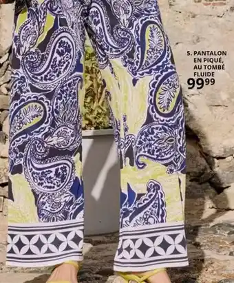 Pantalon en pique, au tombe fluide