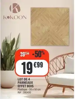 La Foir'Fouille Kokoon - lot de 4 panneaux effet bois offre