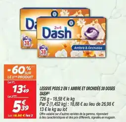 Netto Dash - lessive pods 2 en 1 ambre et orchidée 38 doses offre