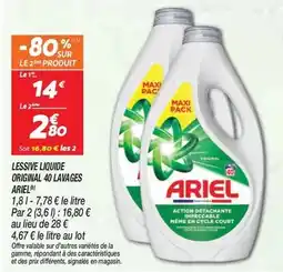 Netto Ariel - lessive liquide original 40 lavages offre