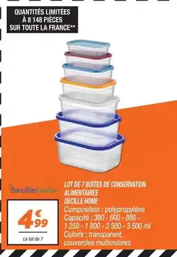 Netto Lot de 7 boites de conservation alimentaires deelle home offre