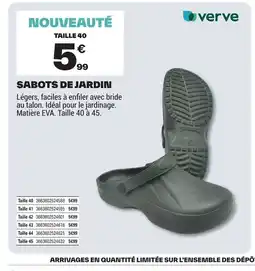 Brico Dépôt VERVE Sabots de jardin offre