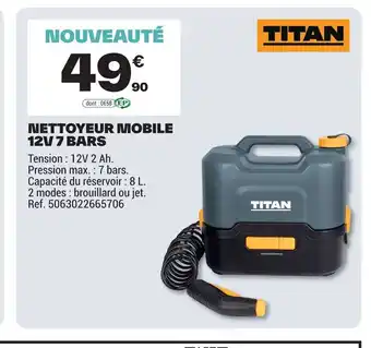 TITAN Nettoyeur mobile 12v 7 bars