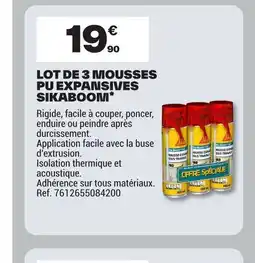 Brico Dépôt Lot de 3 mousses pu expansives sikaboom offre