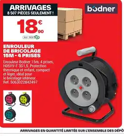 Brico Dépôt BODNER Enrouleur de bricolage 15m-4 prises offre