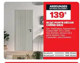Brico Dépôt Bloc porte décor chêne gris offre