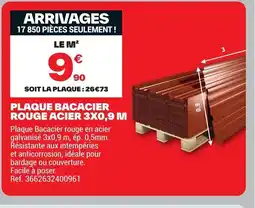 Brico Dépôt Plaque bacacier rouge acier 3x0,9 m offre