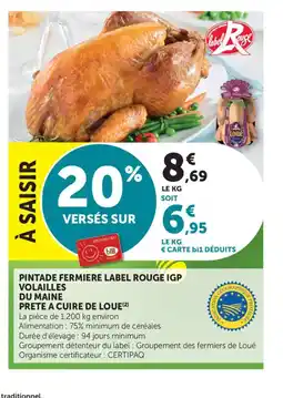 Bi1 Pintade fermiere label rouge igp volailles du maine prete a cuire de loue offre