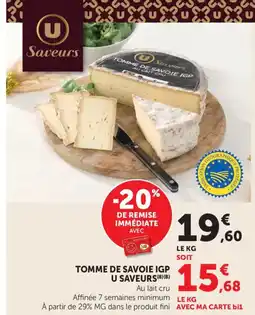 Bi1 Tomme de savoie igp u saveurs offre