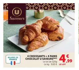 Bi1 4 croissants + 4 pains chocolat u saveurs offre