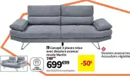 Conforama Canapé 3 places relax avec dossiers avance/ recule Martin offre