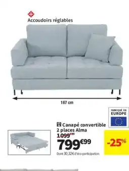 Conforama Canapé convertible 2 places Alma offre