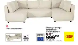 Conforama Canapé d'angle panoramique convertible Abel offre