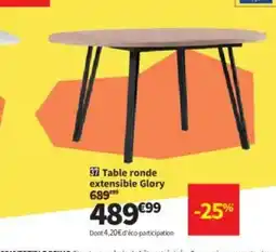 Conforama Table ronde extensible Glory offre