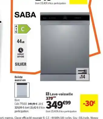 Conforama SABA Lave-vaisselle offre