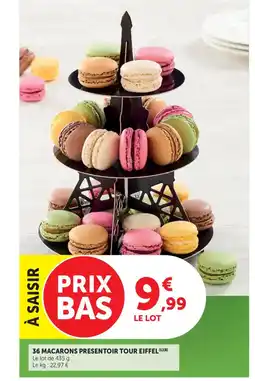 Maximarché 36 macarons presentoir tour eiffel offre