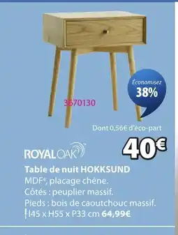 JYSK HOKKSUND Table de nuit offre