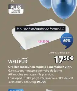 JYSK WELLPUR Oreiller contour en mousse à mémoire offre