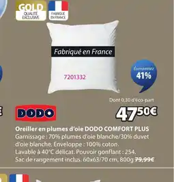 JYSK DODO Oreiller en plumes d'oie offre