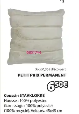JYSK STAVKLOKKE Coussin offre