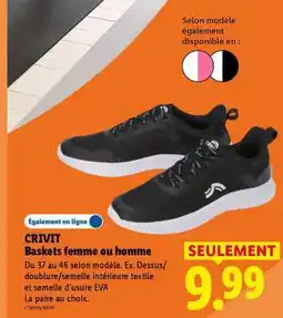 Lidl CRIVIT Baskets femme ou homme offre