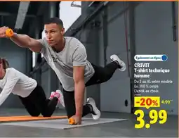 Lidl CRIVIT T-shirt technique homme offre