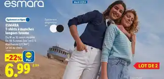 Lidl ESMARA T-shirts à manches longues femme offre