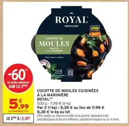 Intermarché COCOTTE DE MOULES CUISINÉES À LA MARINIÈRE offre