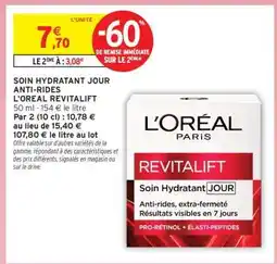 Intermarché SOIN HYDRATANT JOUR ANTI-RIDES L'ORÉAL REVITALIFT offre