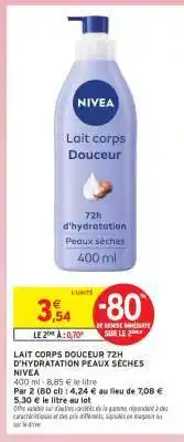 Intermarché LAIT CORPS DOUCEUR 72H D'HYDRATATION PEAUX SÈCHES NIVEA offre
