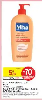 Intermarché Lait Corps Réparateur Mixa offre