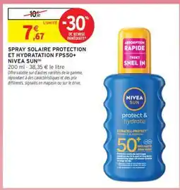 Intermarché Spray Solaire Protection et Hydratation FPS50+ Nivea Sun offre