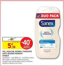Intermarché Gel Douche Derma Thérapie Anti Dessèchement Sanex offre