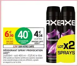 Intermarché DÉODORANT SPRAY PROVOCATION AXE offre