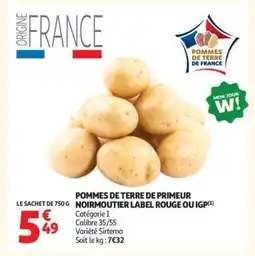 Auchan POMMES DE TERRE DE PRIMEUR NOIRMOUTIER LABEL ROUGE OU IGP offre