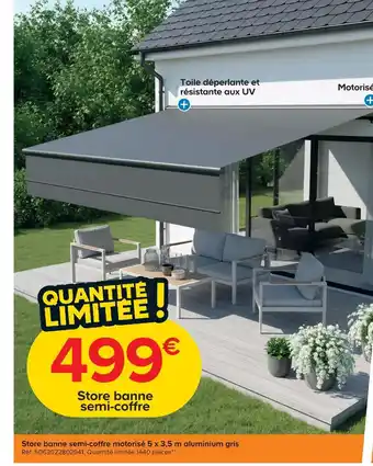 Store banne semi-coffre motorisé 5 x 3,5 m aluminium gris
