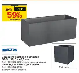Castorama Eda jardinière plastique anthracite offre