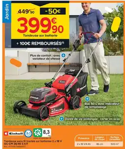 Castorama Einhell tondeuse sans fil tractée sur batteries 2 x 18 v gc-cm 36/46 s kit offre
