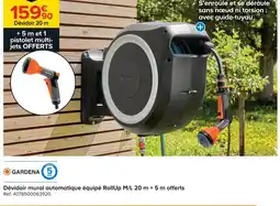 Castorama Gardena dévidoir mural automatique rollup m/l 20 m + 5 m offerts offre