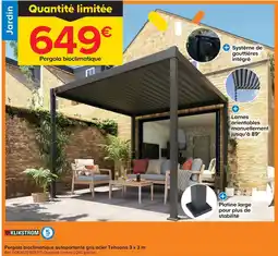 Castorama Pergola bioclimatique autoportante gris acier tehuano 3 x 3 m offre