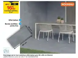 Castorama Carrelage sol et mur extérieur effet béton gris 30 x 60 cm district offre