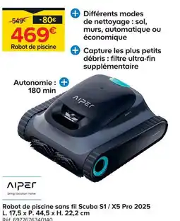 Castorama Aiper robot de piscine sans fil scuba s1 / x5 pro 2025 offre