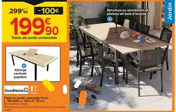 Castorama Goodhome table de jardin extensible floris offre