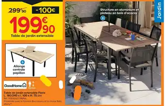 Goodhome table de jardin extensible floris