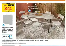 Castorama Oviala table de jardin pliante en plastique coloris blanc offre