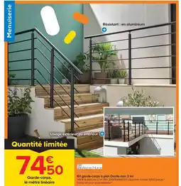Castorama Alumin'home kit garde-corps à plat oxalis noir 2 ml offre